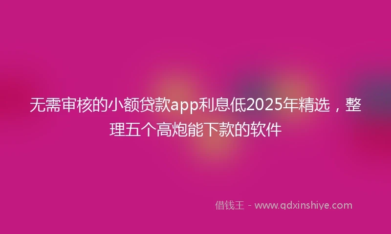 无需审核的小额贷款app利息低2025年精选，整理五个高炮能下款的软件