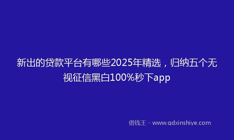 新出的贷款平台有哪些2025年精选，归纳五个无视征信黑白100%秒下app