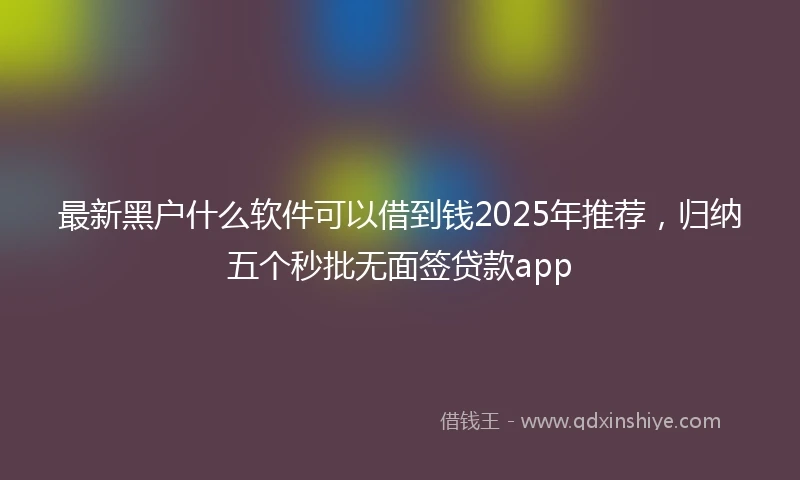 最新黑户什么软件可以借到钱2025年推荐，归纳五个秒批无面签贷款app