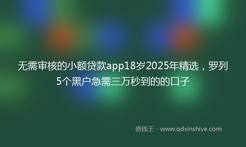 无需审核的小额贷款app18岁2025年精选，罗列5个黑户急需三万秒到的的口子