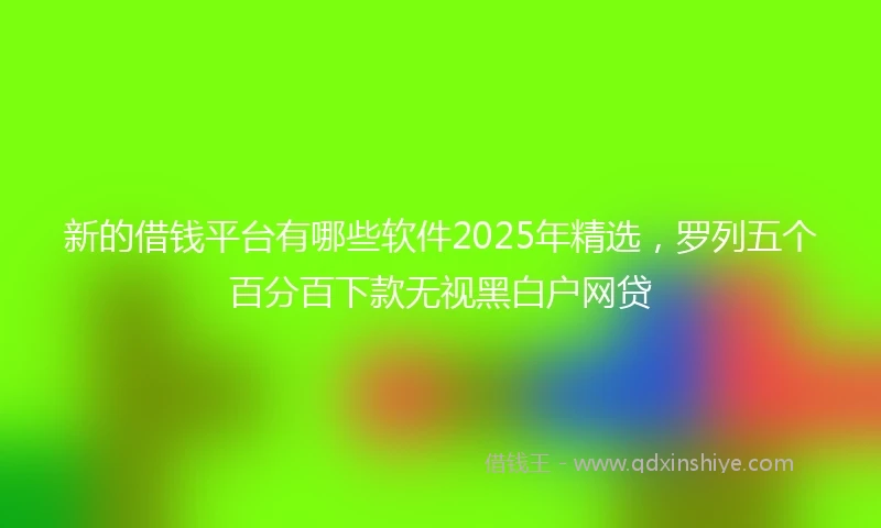 新的借钱平台有哪些软件2025年精选，罗列五个百分百下款无视黑白户网贷