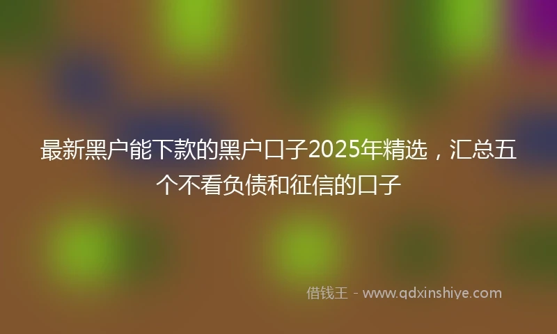 最新黑户能下款的黑户口子2025年精选，汇总五个不看负债和征信的口子