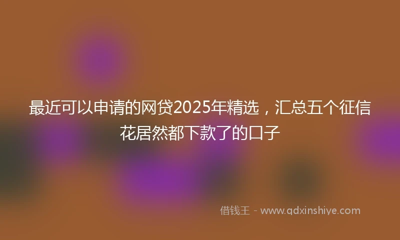 最近可以申请的网贷2025年精选,汇总五个征信花居然都下款了的口子