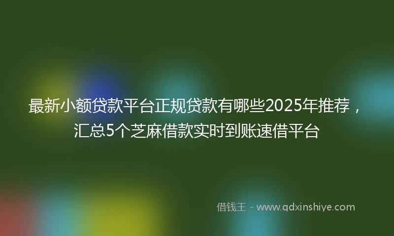 最新小额贷款平台正规贷款有哪些2025年推荐,汇总5个芝麻借款实时到账速借平台