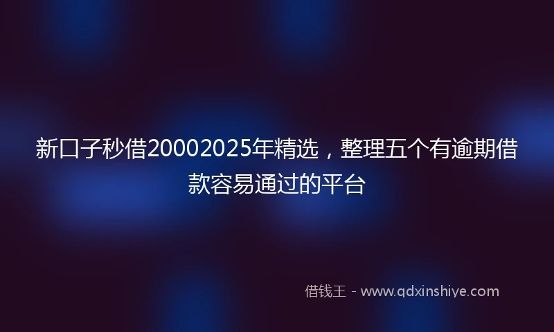 新口子秒借20002025年精选,整理五个有逾期借款容易通过的平台