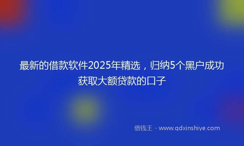 最新的借款软件2025年精选，归纳5个黑户成功获取大额贷款的口子