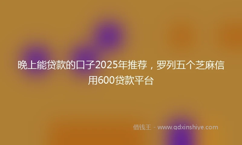 晚上能贷款的口子2025年推荐，罗列五个芝麻信用600贷款平台