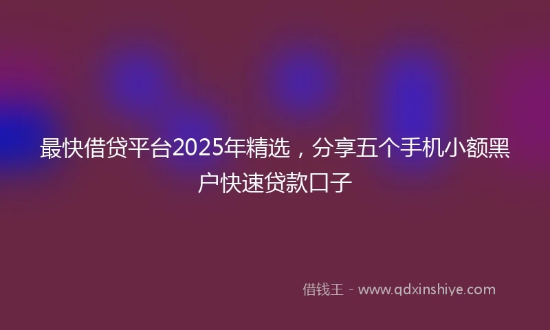 最快借贷平台2025年精选，分享五个手机小额黑户快速贷款口子