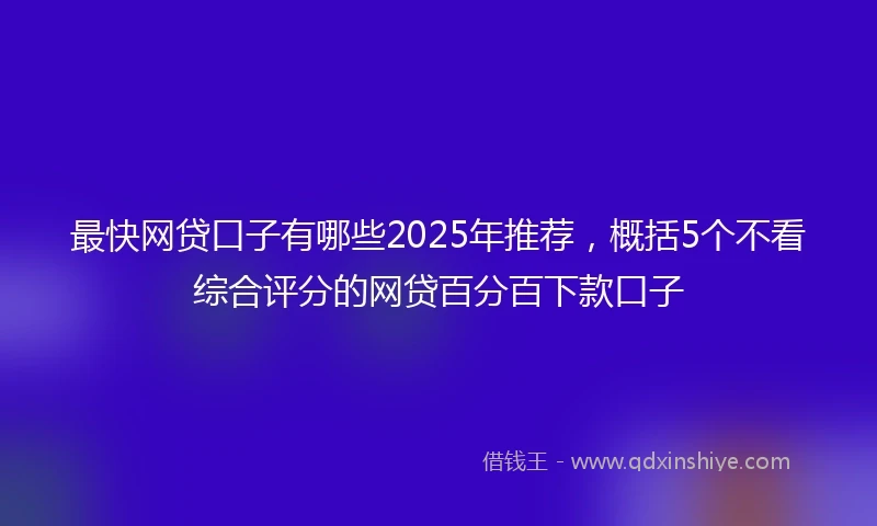 最快网贷口子有哪些2025年推荐，概括5个不看综合评分的网贷百分百下款口子