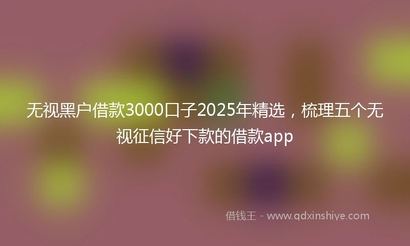 无视黑户借款3000口子2025年精选,梳理五个无视征信好下款的借款app
