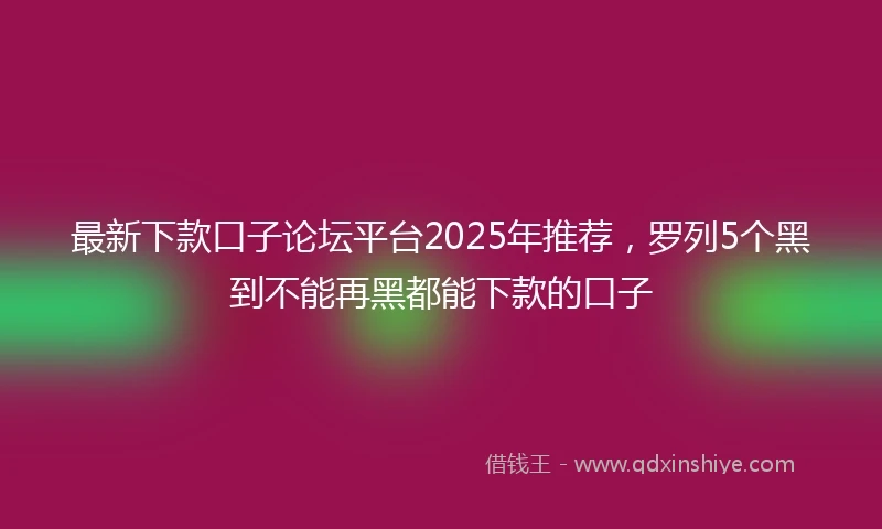 最新下款口子论坛平台2025年推荐，罗列5个黑到不能再黑都能下款的口子