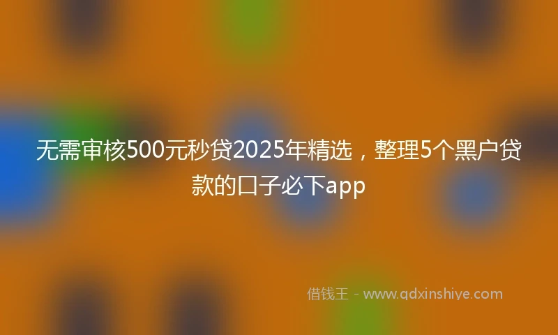 无需审核500元秒贷2025年精选，整理5个黑户贷款的口子必下app