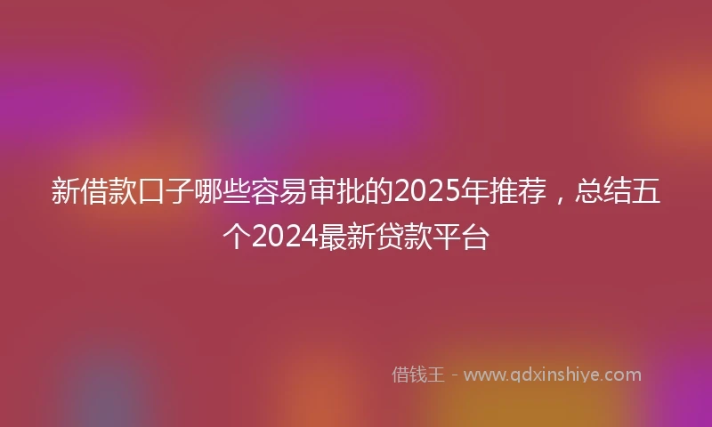 新借款口子哪些容易审批的2025年推荐，总结五个2024最新贷款平台