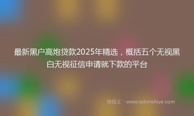 最新黑户高炮贷款2025年精选，概括五个无视黑白无视征信申请就下款的平台