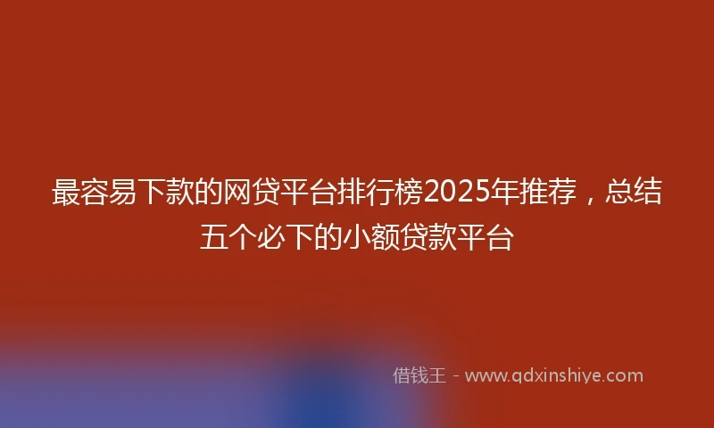 最容易下款的网贷平台排行榜2025年推荐，总结五个必下的小额贷款平台