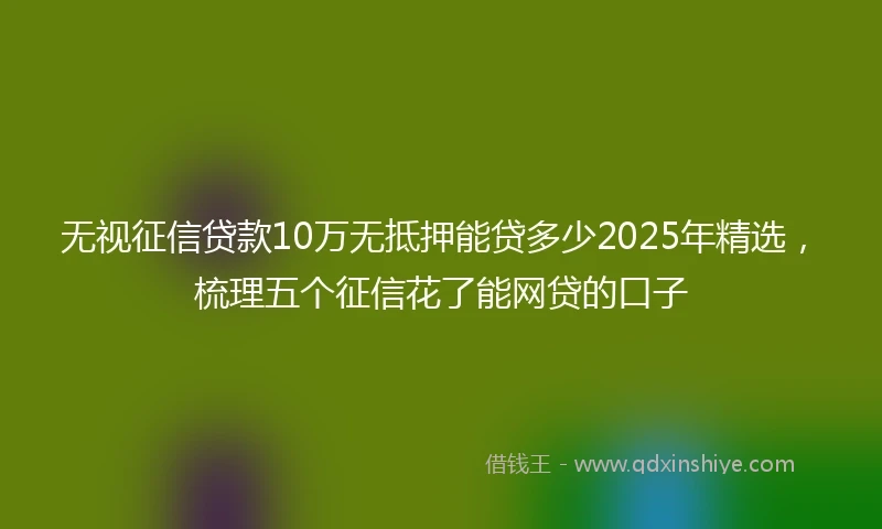 无视征信贷款10万无抵押能贷多少2025年精选，梳理五个征信花了能网贷的口子