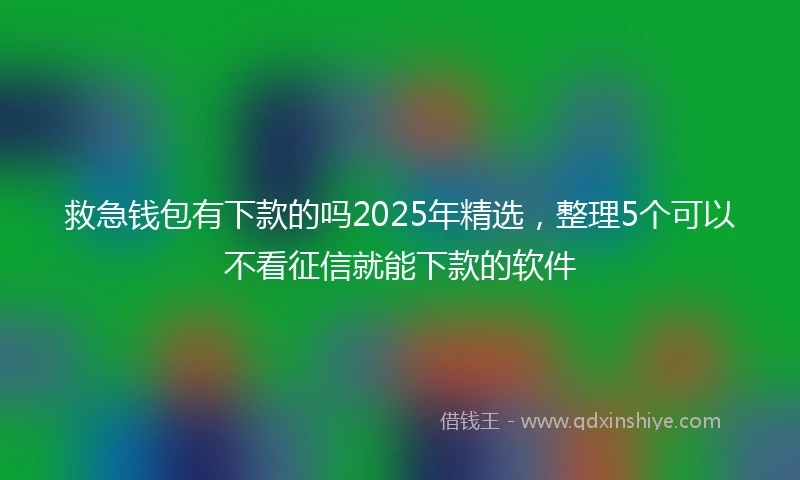 救急钱包有下款的吗2025年精选，整理5个可以不看征信就能下款的软件