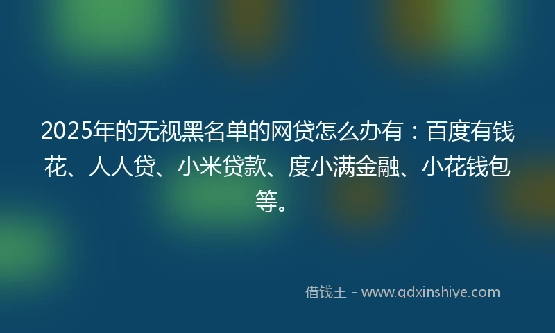 2025年的无视黑名单的网贷怎么办有：百度有钱花、人人贷、小米贷款、度小满金融、小花钱包等。