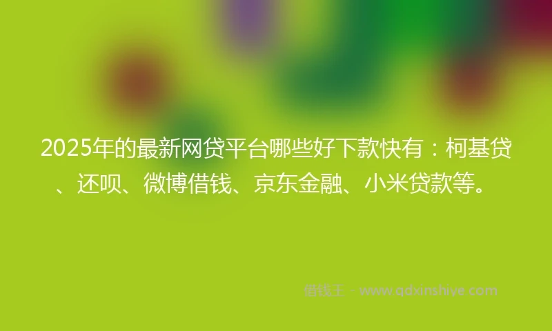 2025年的最新网贷平台哪些好下款快有：柯基贷、还呗、微博借钱、京东金融、小米贷款等。