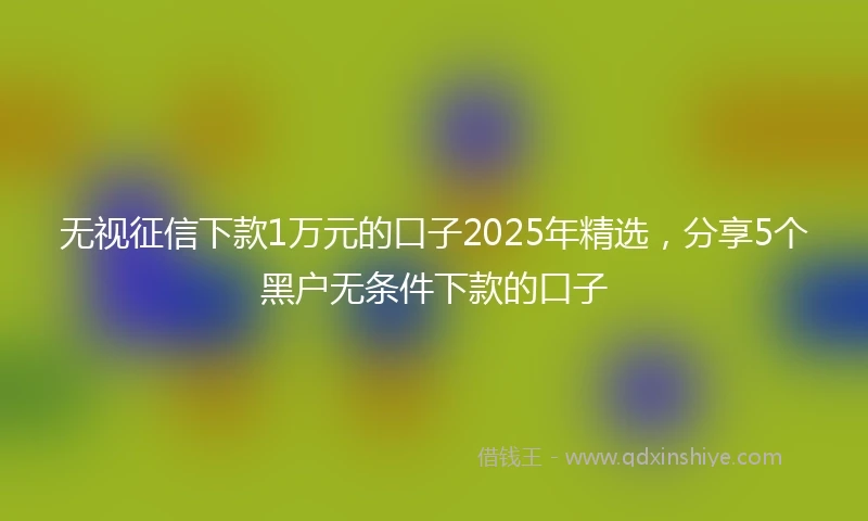 无视征信下款1万元的口子2025年精选，分享5个黑户无条件下款的口子