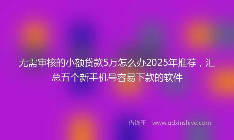 无需审核的小额贷款5万怎么办2025年推荐，汇总五个新手机号容易下款的软件