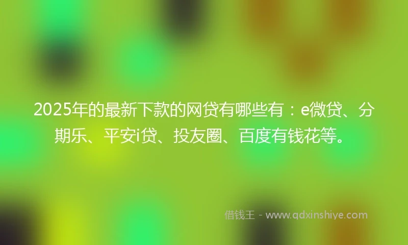 2025年的最新下款的网贷有哪些有:e微贷、分期乐、平安i贷、投友圈、百度有钱花等。