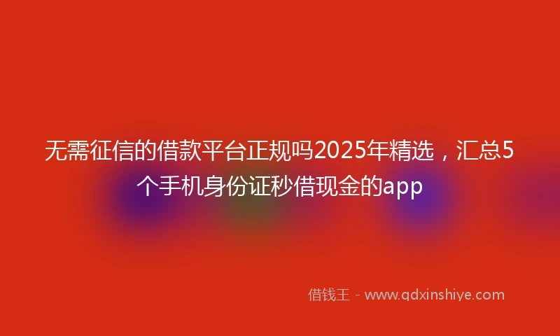 无需征信的借款平台正规吗2025年精选，汇总5个手机身份证秒借现金的app