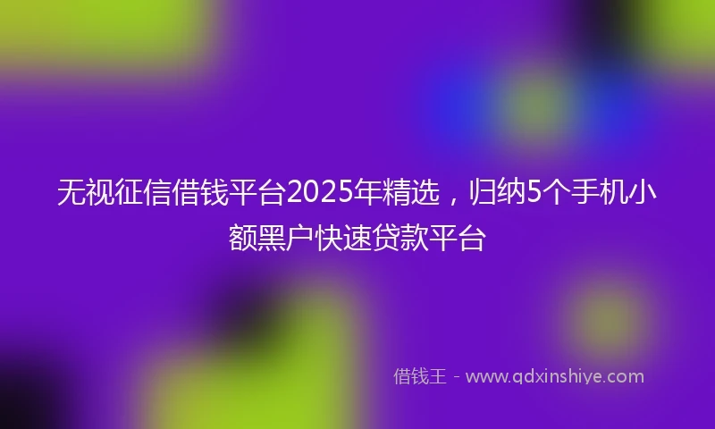 无视征信借钱平台2025年精选，归纳5个手机小额黑户快速贷款平台