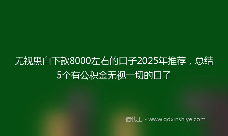 无视黑白下款8000左右的口子2025年推荐，总结5个有公积金无视一切的口子