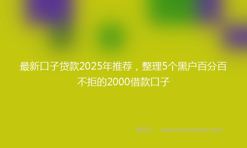 最新口子贷款2025年推荐，整理5个黑户百分百不拒的2000借款口子