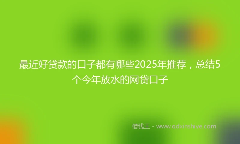 最近好贷款的口子都有哪些2025年推荐，总结5个今年放水的网贷口子