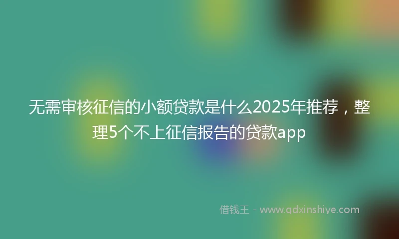 无需审核征信的小额贷款是什么2025年推荐，整理5个不上征信报告的贷款app