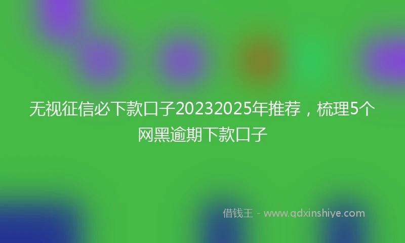 无视征信必下款口子20232025年推荐，梳理5个网黑逾期下款口子