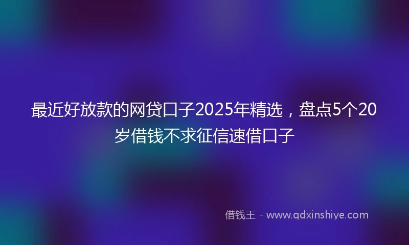 最近好放款的网贷口子2025年精选，盘点5个20岁借钱不求征信速借口子