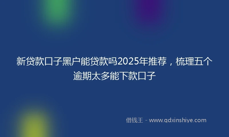 新贷款口子黑户能贷款吗2025年推荐，梳理五个逾期太多能下款口子