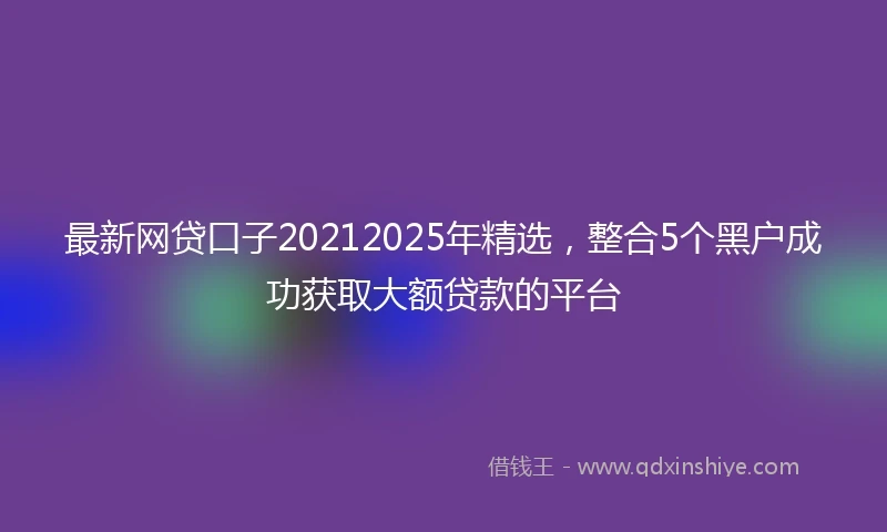 最新网贷口子20212025年精选，整合5个黑户成功获取大额贷款的平台
