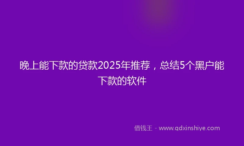 晚上能下款的贷款2025年推荐，总结5个黑户能下款的软件