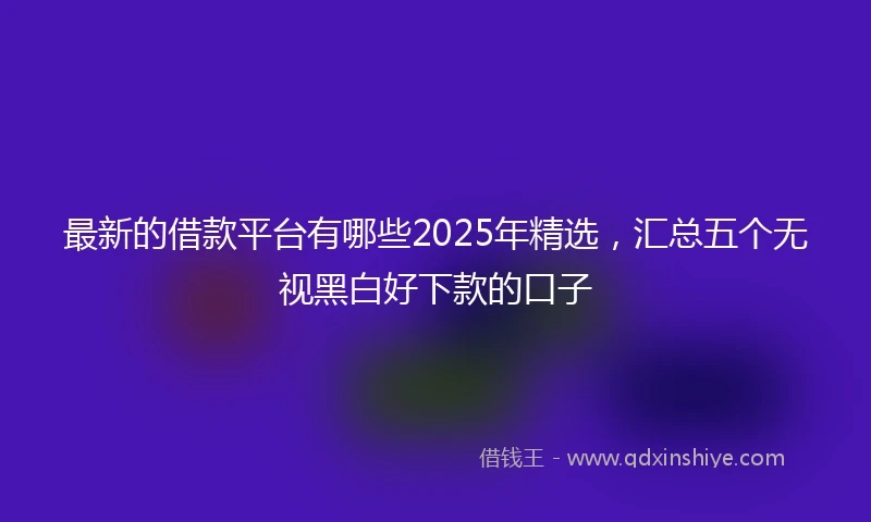 最新的借款平台有哪些2025年精选,汇总五个无视黑白好下款的口子