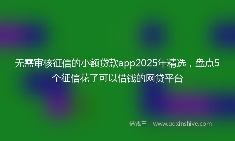 无需审核征信的小额贷款app2025年精选,盘点5个征信花了可以借钱的网贷平台
