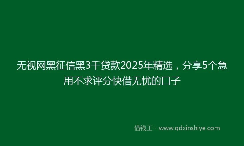 无视网黑征信黑3千贷款2025年精选，分享5个急用不求评分快借无忧的口子