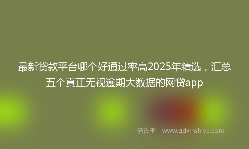 最新贷款平台哪个好通过率高2025年精选，汇总五个真正无视逾期大数据的网贷app