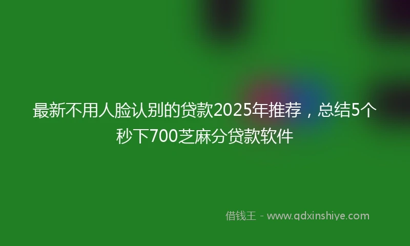 最新不用人脸认别的贷款2025年推荐，总结5个秒下700芝麻分贷款软件