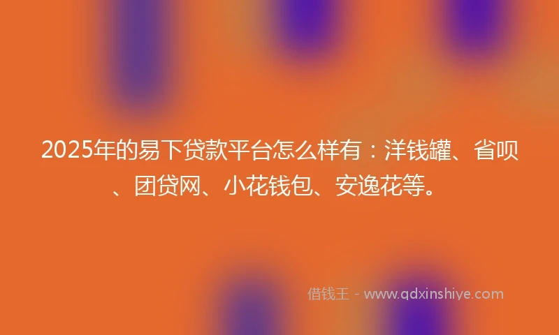 2025年的易下贷款平台怎么样有：洋钱罐、省呗、团贷网、小花钱包、安逸花等。