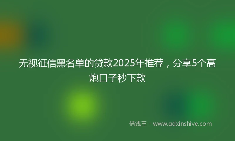 无视征信黑名单的贷款2025年推荐，分享5个高炮口子秒下款