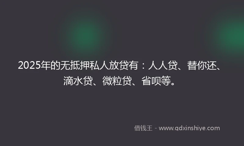 2025年的无抵押私人放贷有:人人贷、替你还、滴水贷、微粒贷、省呗等。
