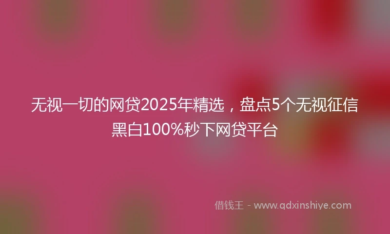 无视一切的网贷2025年精选，盘点5个无视征信黑白100%秒下网贷平台