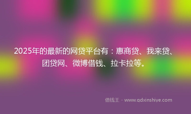 2025年的最新的网贷平台有：惠商贷、我来贷、团贷网、微博借钱、拉卡拉等。