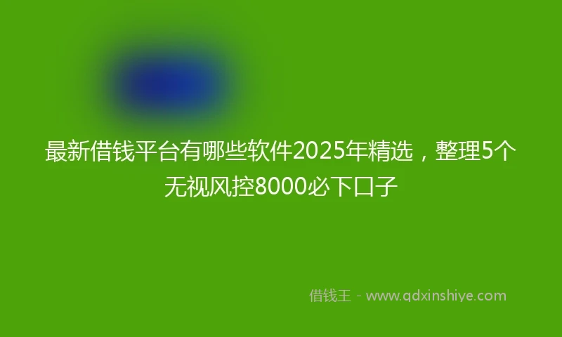 最新借钱平台有哪些软件2025年精选，整理5个无视风控8000必下口子