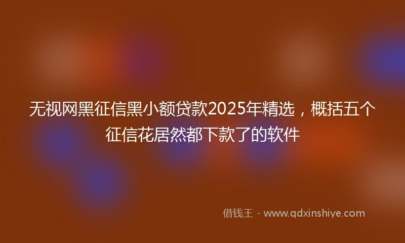 无视网黑征信黑小额贷款2025年精选，概括五个征信花居然都下款了的软件