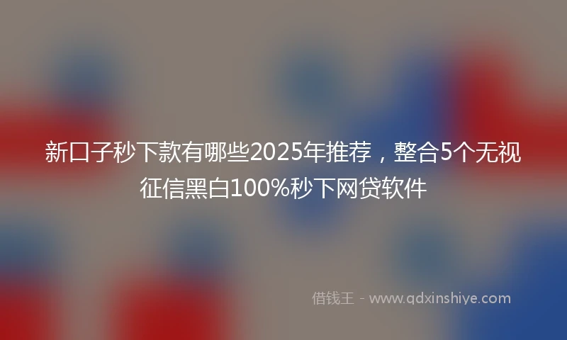 新口子秒下款有哪些2025年推荐，整合5个无视征信黑白100%秒下网贷软件